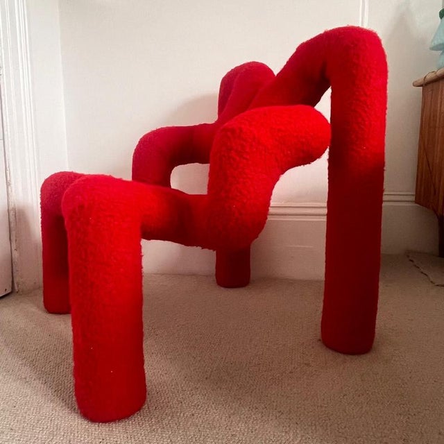 Red Ekstrem Lounge Chair by Terje Ekstrom, 1980s For Sale - Image 6 of 8