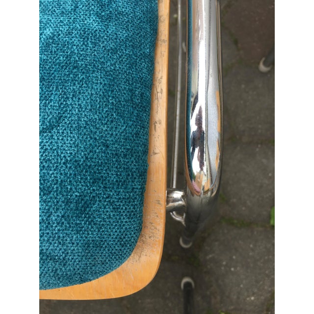 Set of Metal and Wood Stackable Chairs with New Upholstery, 1990s For Sale - Image 11 of 12