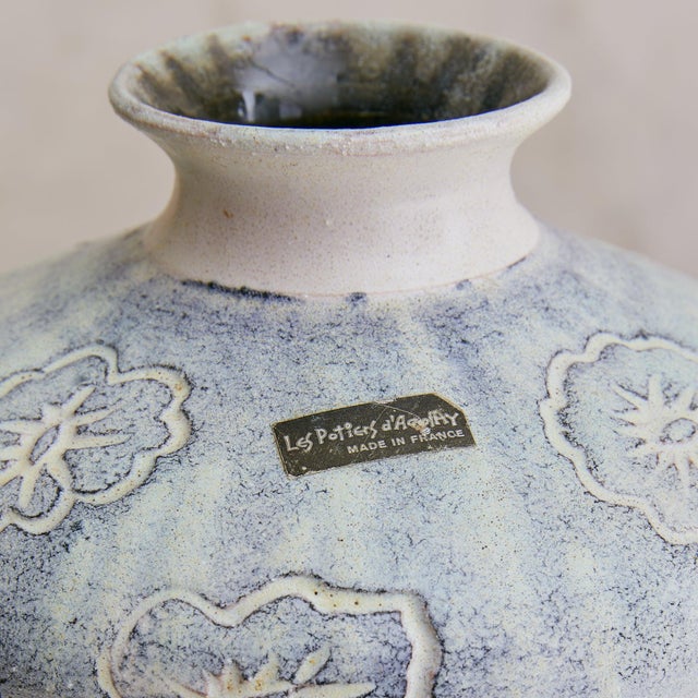 Mid 20th Century French Ceramic Vase with Floral Motifs by Les Potiers dAccolay, 1960s For Sale - Image 5 of 7