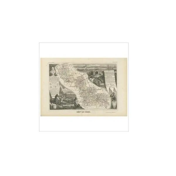 Antique Map of Northern France by V. Levasseur, 1854 For Sale - Image 3 of 5