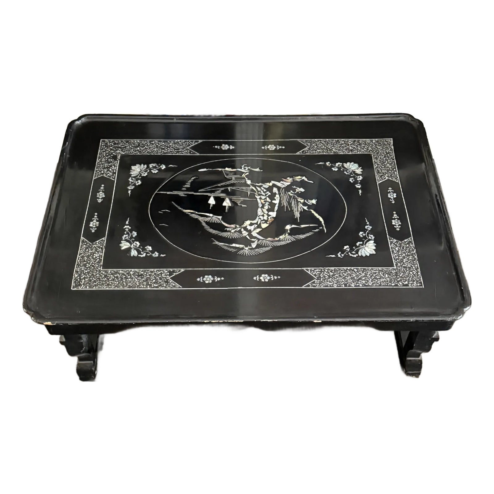 Early 20th Century Low Asian Style Table With Intricate Mother of Pearl ...