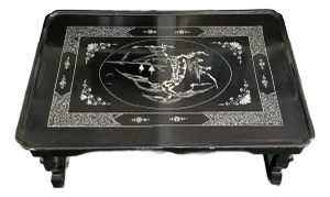 Early 20th Century Low Asian Style Table With Intricate Mother of Pearl Inlay