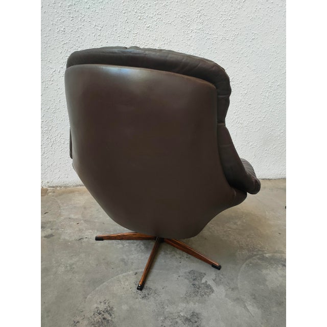 1970s Mid-Century Leather Swivel Armchair from Bramin, Denmark, 1970s For Sale - Image 5 of 10