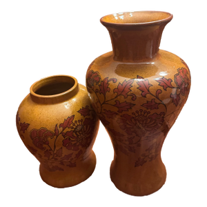 1990s Art Stoneware Urn/ Vases 16” & 10”Tall