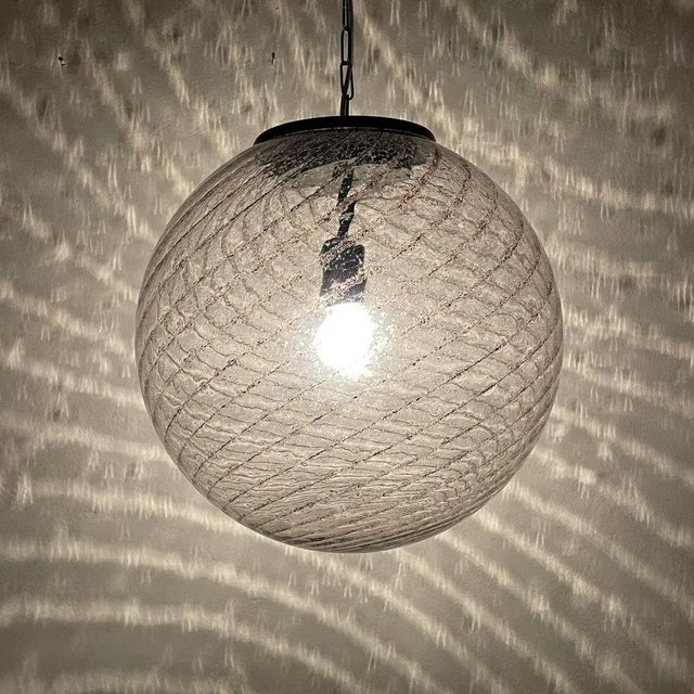 Vintage Swirled Murano Glass Pendant Lamp from La Murrina, Italy, 1970s For Sale - Image 4 of 13