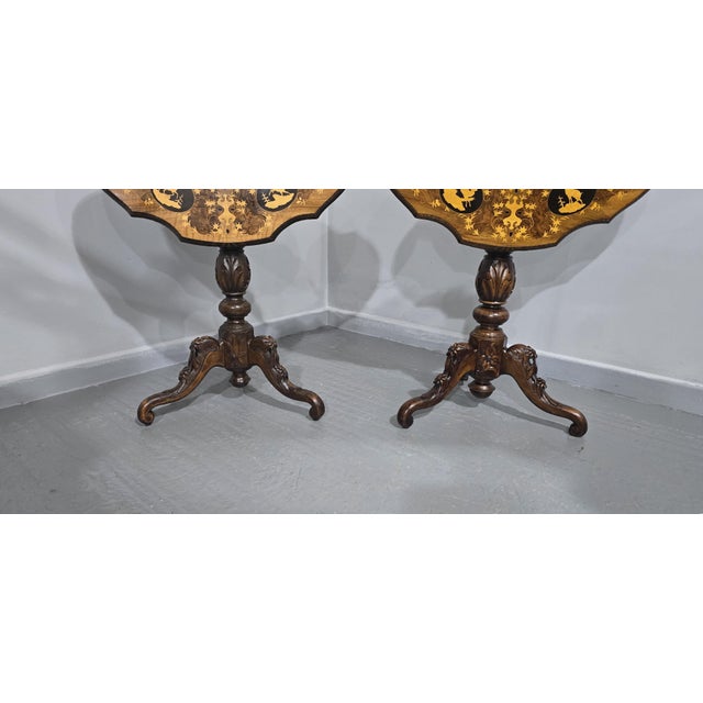 Black Forest Inlaid Lamp Tables, 1880, Set of 2 For Sale - Image 4 of 13