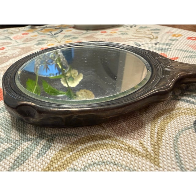 Metal R. Wallace & Sons Art Nouveau Sterling Silver Hand Mirror, Circa 1900 For Sale - Image 7 of 11