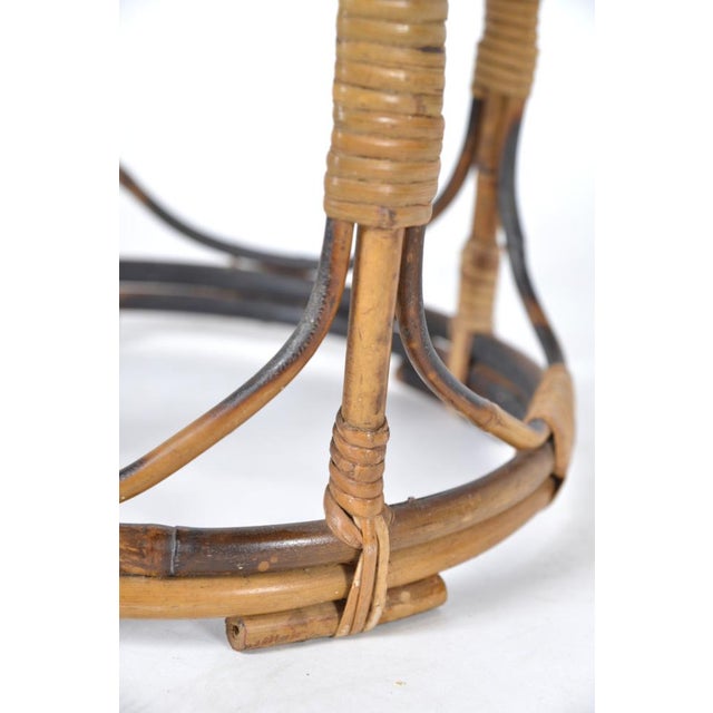 Mid-Century Tortoishell Bamboo Wicker Side Table, 1960s For Sale - Image 10 of 13