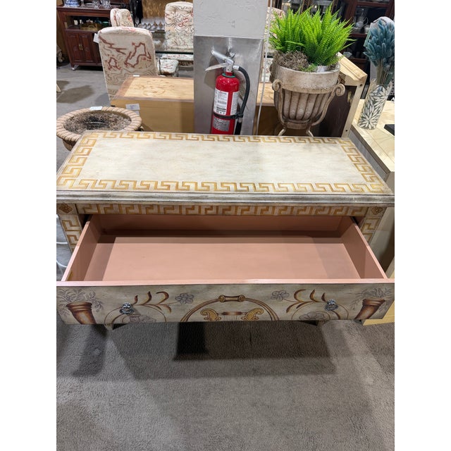 Early 21st Century The Platt Collections Handcrafted Tan Painted Design Console Table For Sale - Image 5 of 7