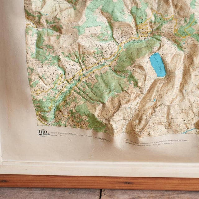 Vintage French Raised Relief Map of Mont Blanc Massif, 1970s For Sale - Image 4 of 13