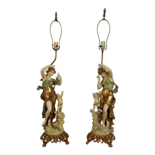 Pair Vintage Louis L&f Moreau Decorative Figural Table Lamps For Sale