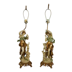 Pair Vintage Louis L&f Moreau Decorative Figural Table Lamps
