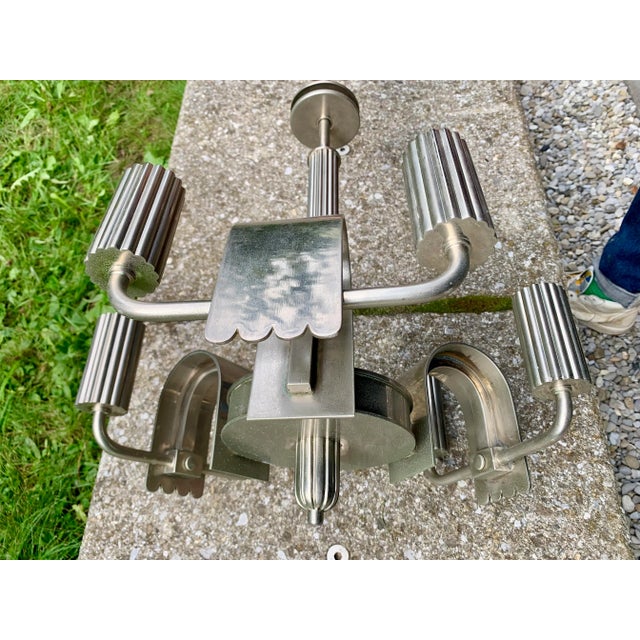 Metal Vintage Art Deco Chandelier, 1930 For Sale - Image 7 of 18