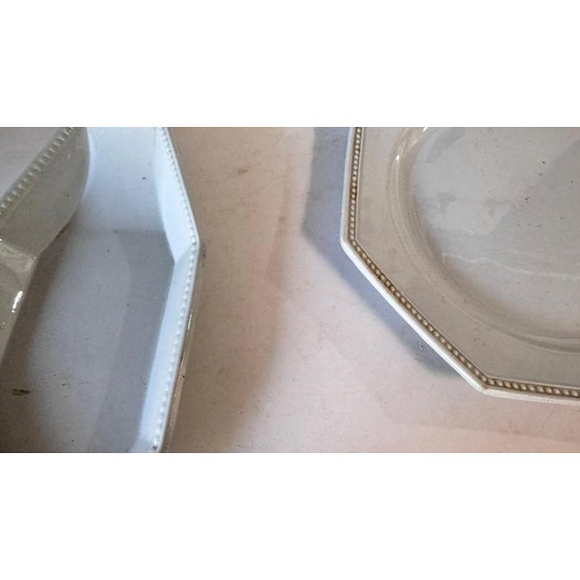 French Ceramic Tableware Set with Beads attributed to Creil Montereau, 19th Century, Set of 3 For Sale - Image 10 of 18