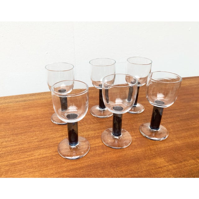 Rare design wine glasses from the StudioLashütte Glashagen according to a design by Regina Kaufmann. The glasses are...