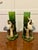 Unusual pair of antique Victorian quality Bretby vases having a quality crane bird standing on a green grass base next to...