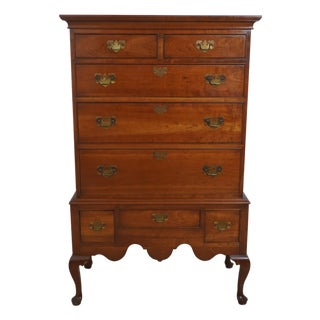 Stickley Queen Anne Cherry Flat Top Highboy For Sale