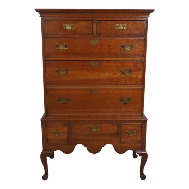 Stickley Queen Anne Cherry Flat Top Highboy For Sale