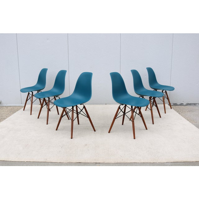 Wood MCM Herman Miller Eames Molded Plastic Dining Chairs Dowel Base DSW - Set of 6 For Sale - Image 7 of 18