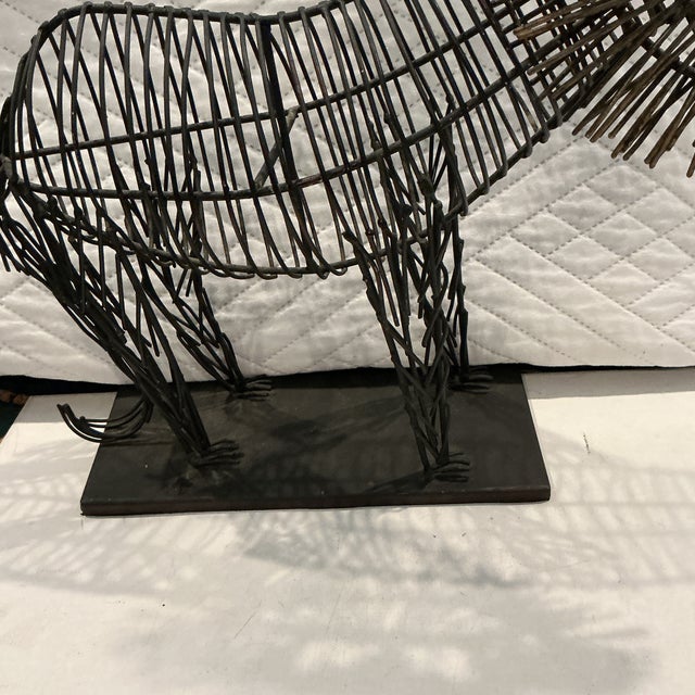 Brutalist Large Metal Lion Art Sculpture Wire Sculpture Curtis Jere Style Brutalist Design For Sale - Image 3 of 9