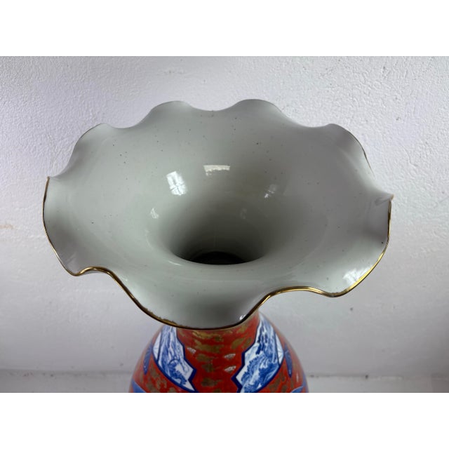 1970s Monumental Palatial Size Hand Painted Japanese Emari Vace For Sale - Image 5 of 12
