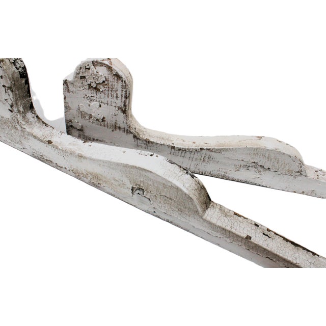 Antique Distressed White Painted/Carved Wooden Brackets For Sale In Los Angeles - Image 6 of 7