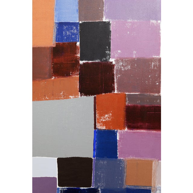 "Squares / Orange Blue Grey" Large Abstract Oil Painting by Simon Findlay For Sale - Image 12 of 13