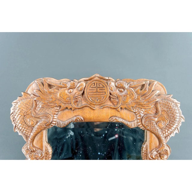 Carved Wood Dragon Mirror, Indochina, 1900s For Sale - Image 5 of 9