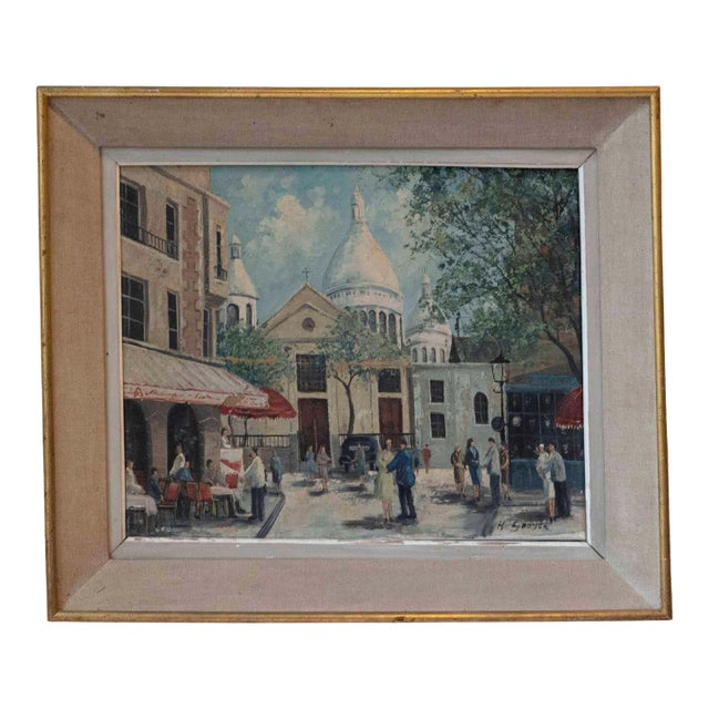 Mid 20th Century H. Gouter, Montmartre au Printemps, Place du Tertre and Sacré-Cœur, Paris For Sale