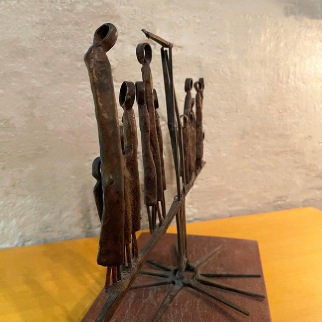 Bronze Mid-Century Brutalist Metal and Wood Sculpture by Virginia Stemple For Sale - Image 8 of 13