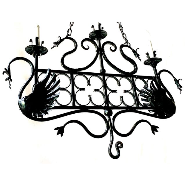 Vintage Italian Wrought Iron Ceiling Lamps, Set of 2 For Sale - Image 6 of 9