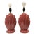 Works! Vintage Pair of Seashell Art Deco Sculpted Mauve Rose Table Lamps - Set of 2 For Sale