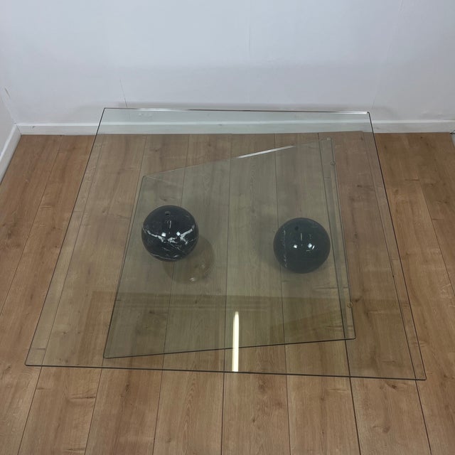 Asymmetrical Coffee Table in Glass and Marble from Roche Bobois, 1980s For Sale - Image 10 of 18