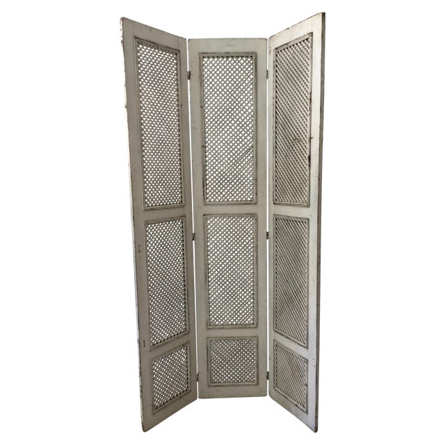 Vintage White Wood Trellis Room Divider Chairish