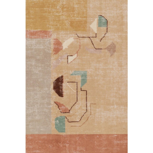 Mid-Century Modern Vintage Zeki Müren Rug, Pink and Beige-Brown Geometric Patterns - Rug & Kilim For Sale - Image 3 of 8