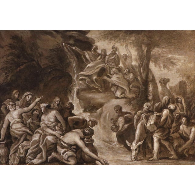 Roman School Artist, Moses Makes Water Flow from the Rocks, 1600s, Oil on Canvas For Sale - Image 13 of 16