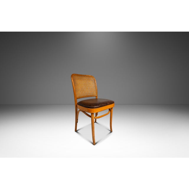 Brown Single Patinaed Bentwood Prague Model 811 Side Dining Chair in Leather in the Manner of Josef Frank for Stendig, Usa, C. 1960s For Sale - Image 8 of 18