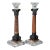 French Antique Pair of Column Marble & Glass Candlesticks/Candleholders For Sale