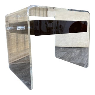 Mid Century Modern Waterfall Lucite Site Table With Floating Drawer. Circa 1970s. For Sale