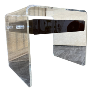 Mid Century Modern Waterfall Lucite Site Table With Floating Drawer. Circa 1970s