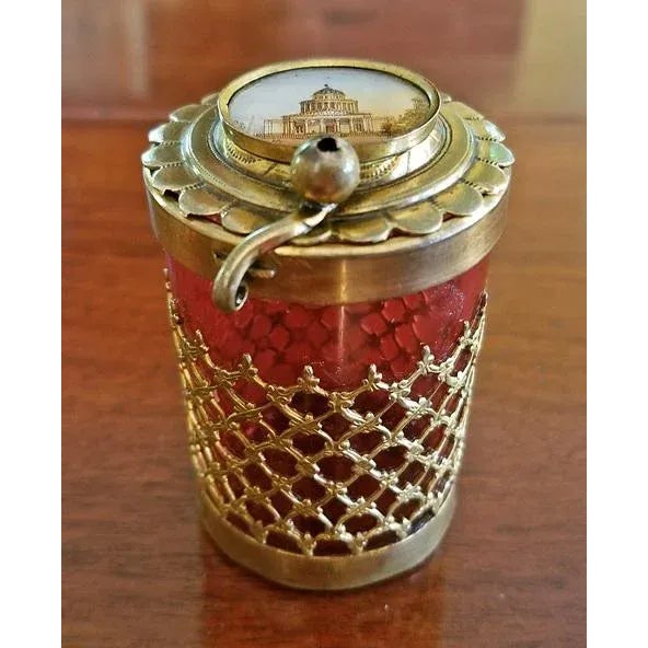 Grand Tour 19c Italian Ruby Glass Box With Miniature of Basilica For Sale - Image 3 of 7