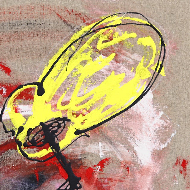The Last Time I Quit - Original Red Pink Urban Pop Art Acrylic and Oil Stick Painting on Canvas For Sale In Los Angeles - Image 6 of 9