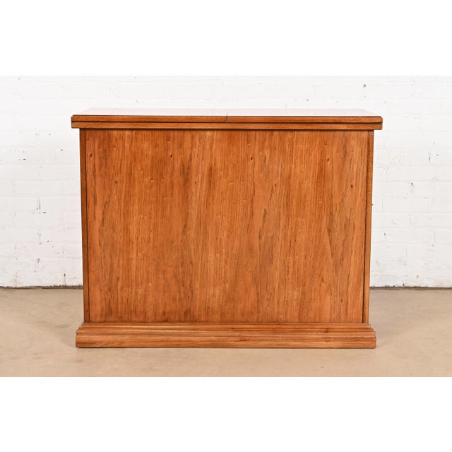 Thomasville French Regency Louis XVI Burled Walnut Flip Top Buffet Server or Bar Cabinet For Sale - Image 11 of 12