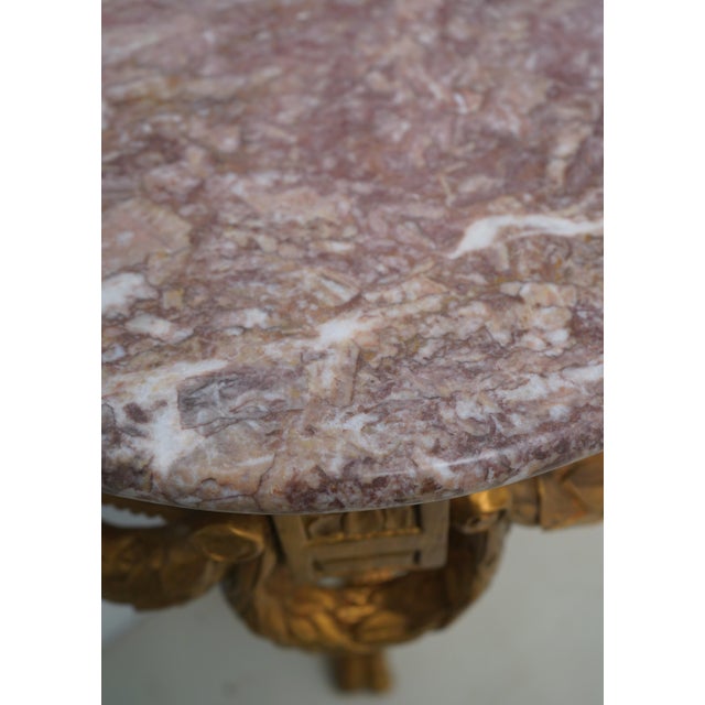 1970s Pair of French Louis XV Style Marble Top Wall Console Tables For Sale - Image 5 of 14