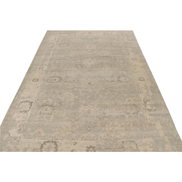 Rug & Kilim 2010s Rug & Kilim’s Oushak Style Oversized Rug in Greige With Floral Pattern For Sale - Image 4 of 7