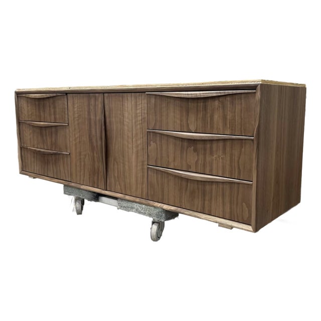 68” Mid Century Floating Bathroom Vanity | Walnut Single Sink Wall Mounted Cabinet | Made in Usa For Sale