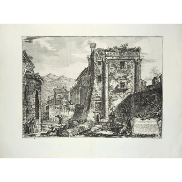 Rovine del Tempio de' Castori nella città di Cora - Etching by G. B. Piranesi 1764 For Sale