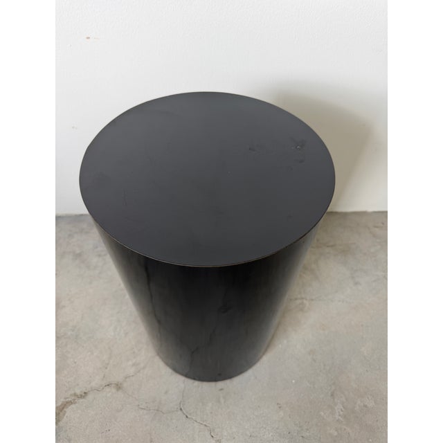Vintage Postmodern Black Formica Cylinder Pedestal For Sale - Image 4 of 9