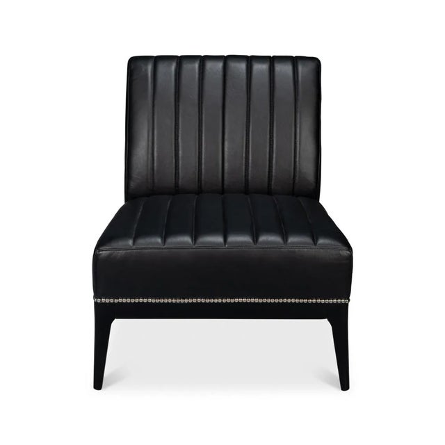 Contemporary Contemporary Black Leather Accent Chair For Sale - Image 3 of 12