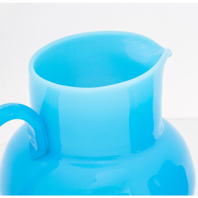 Erik Hoglund Turquoise Blue Glass Water Jugs, Pair For Sale In New York - Image 6 of 9